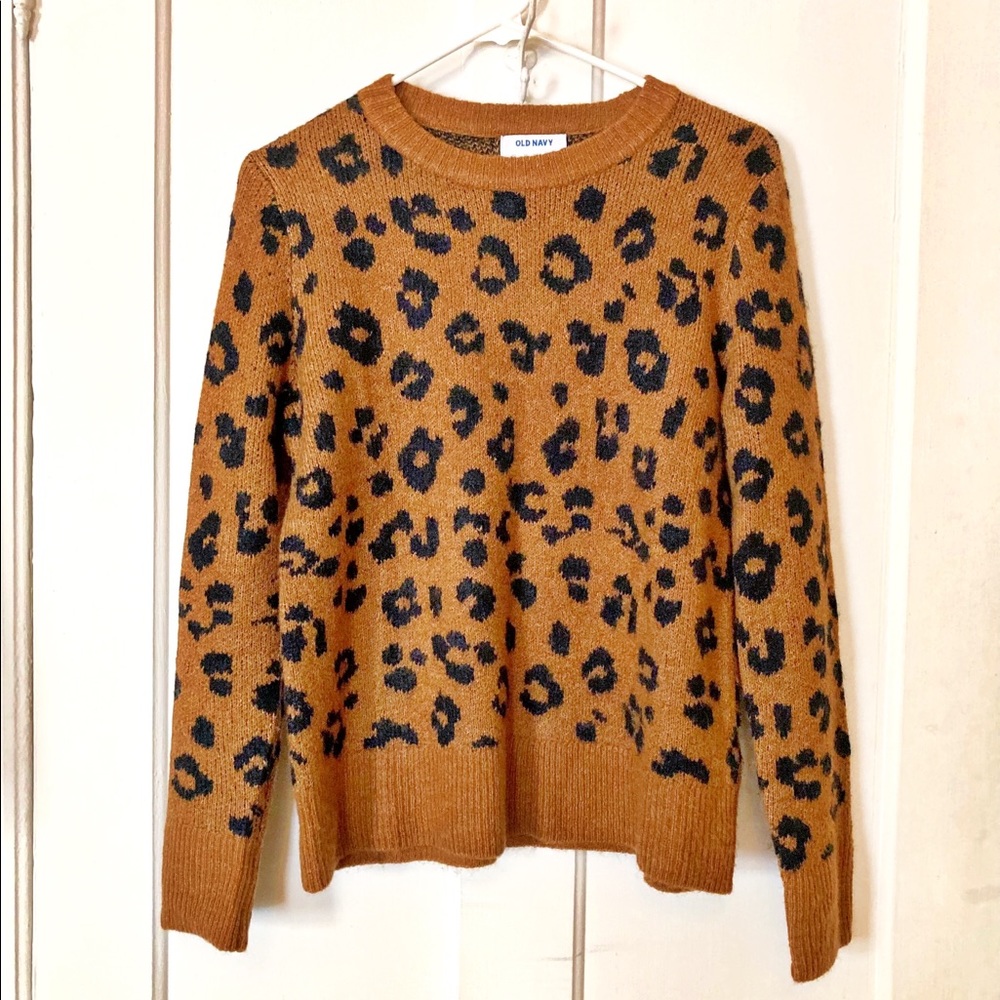 Old Navy Leopard Print Sweater Cheetah Print Pattern Like New